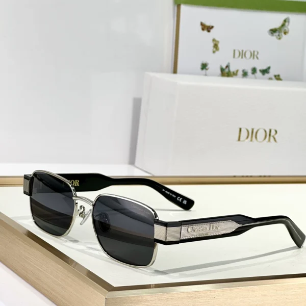 Elegant Christian Dior Label S2U sunglasses resting beside branded Dior case and microfiber cleaning cloth