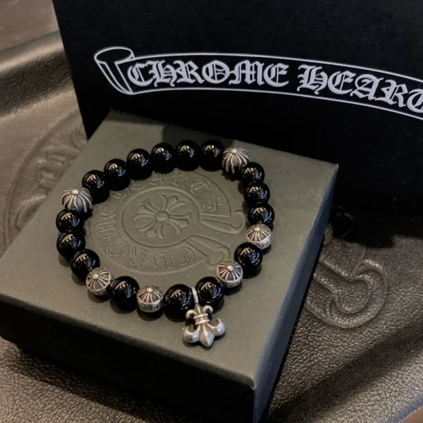 Chrome Hearts bead bracelets featuring sterling silver beads and signature gothic detailing.