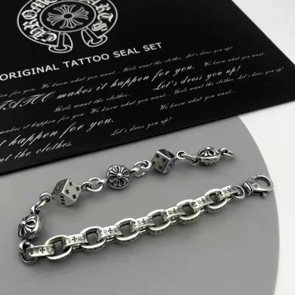 High-end Chrome Hearts silver bracelet combining edgy elegance with iconic handcrafted craftsmanship.