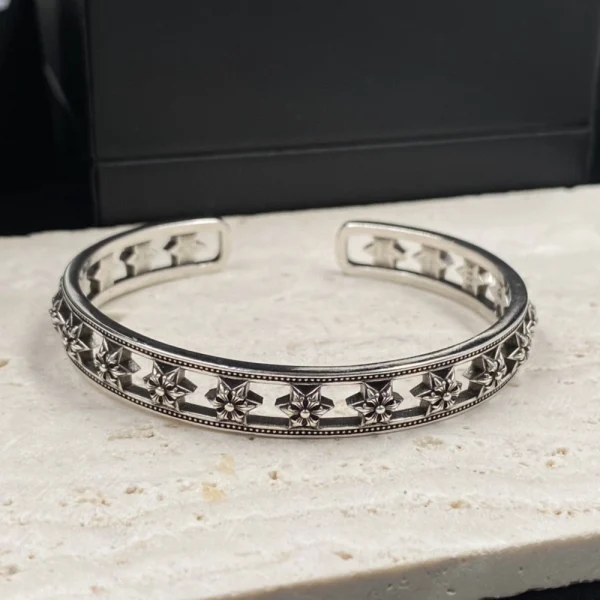 Chrome Hearts style silver bracelets featuring bold gothic motifs and premium handcrafted silver links.