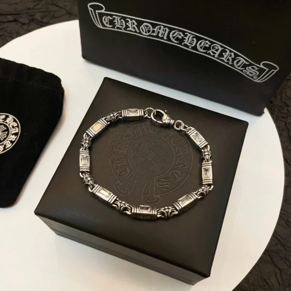 Luxury silver bracelets inspired by Chrome Hearts style, featuring intricate gothic designs and premium craftsmanship.