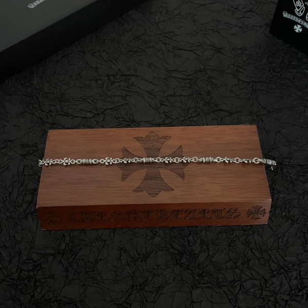 Sterling silver Chrome Hearts bracelet CH-BL23 with detailed engraving and bold streetwear design.