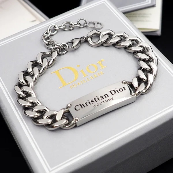 Dior Couture bracelet in silver-tone finish with sleek modern design