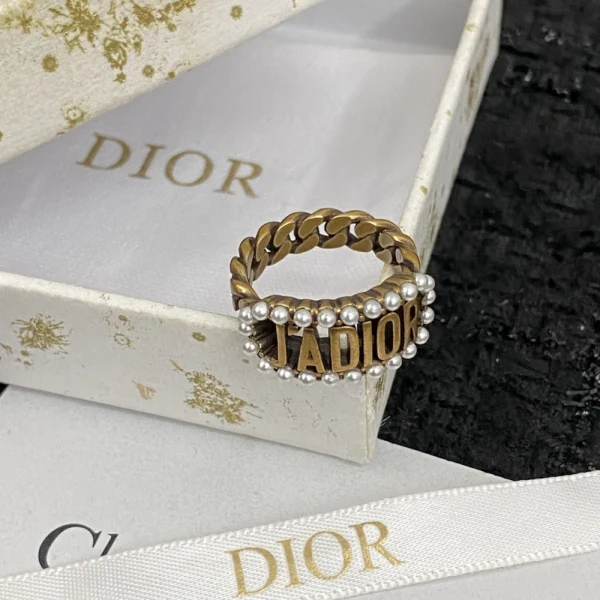 Dior J'adior ring with crystal embellishments and bold logo design