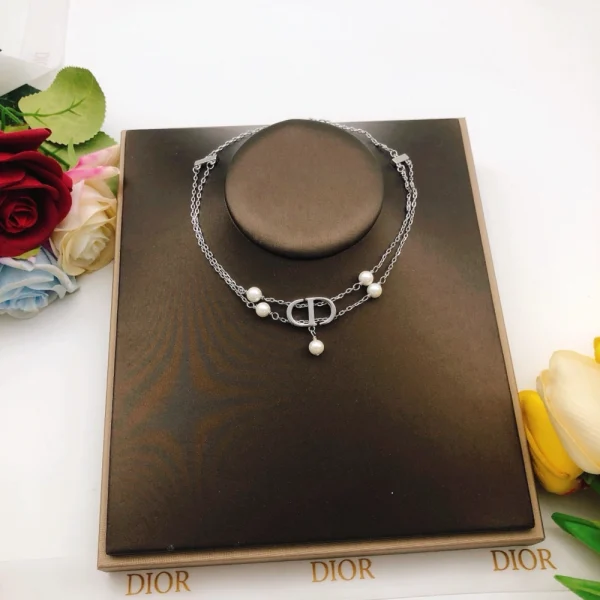 Dior necklace for women with elegant CD pendant and fine chain