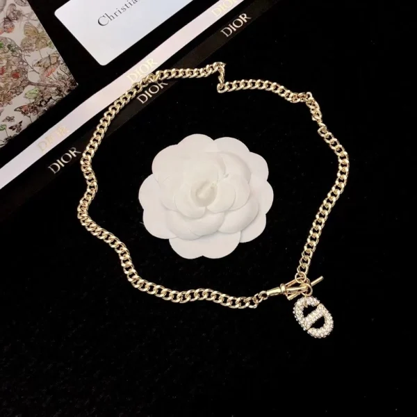 Dior gold necklace with CD pendant and elegant chain design