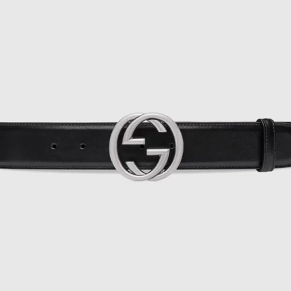 Gucci Black Leather Belt featuring iconic Interlocking G buckle – luxury designer accessory