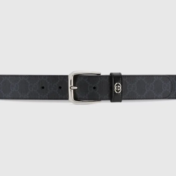 Gucci Belt in Black GG Supreme canvas with signature Interlocking G detail – luxury designer accessory for a refined look
