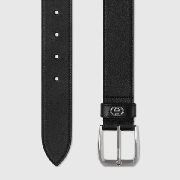 Gucci Designer Belt in smooth leather accented with polished Interlocking G detail for an elegant finish