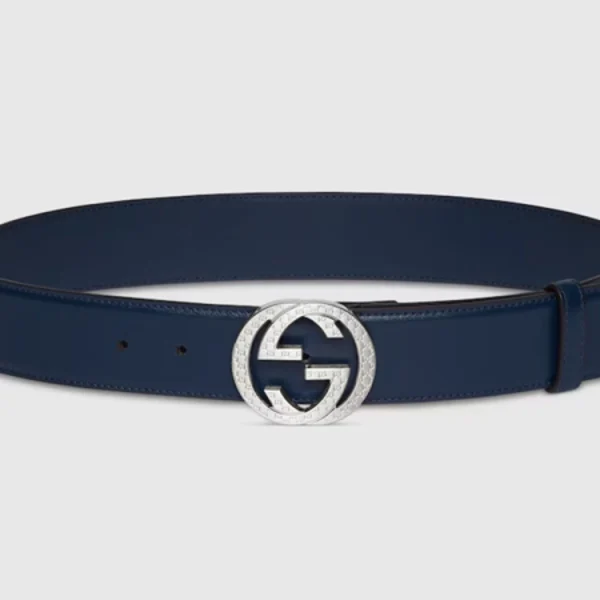 Gucci Leather Belt with Interlocking G engraved buckle – luxury designer accessory with refined detailing