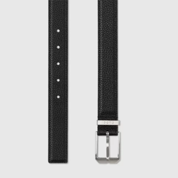 Gucci Designer Belt in smooth leather accented with signature rectangular buckle for elegant style