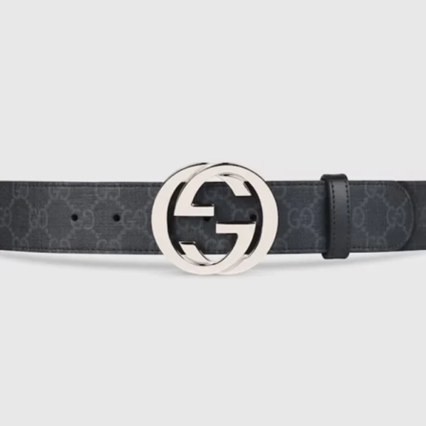 Gucci GG Belt in black leather featuring iconic gold Interlocking G buckle – luxury designer belt