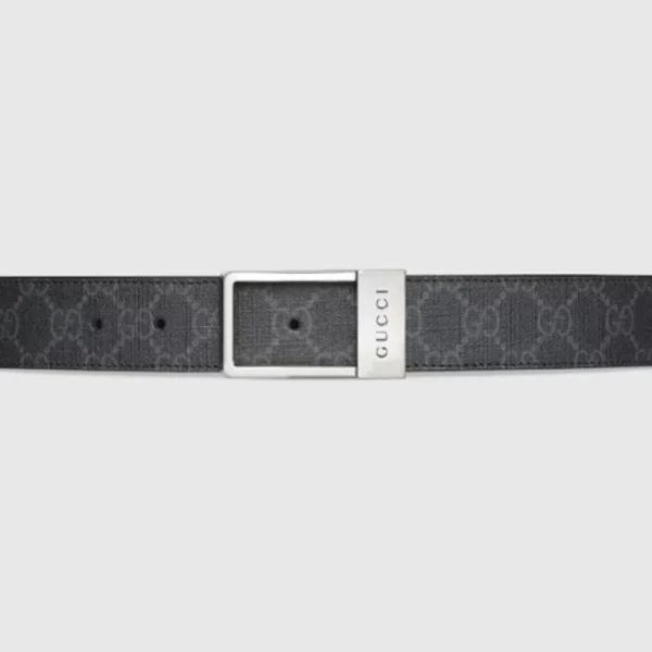Gucci GG Belt in Black GG Supreme canvas with sleek rectangular buckle – luxury designer accessory for timeless style