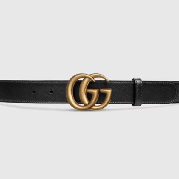 Gucci GG Marmont Thin Belt in black leather with gold GG buckle – elegant women’s designer belt