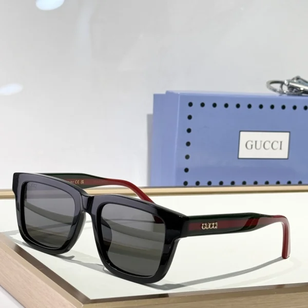 Gucci rectangular sunglasses with lightweight construction and sharp-edge design for a modern silhouette