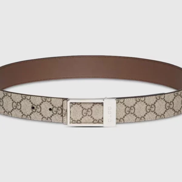 Gucci Reversible Belt in smooth leather with polished rectangular buckle – versatile luxury designer accessory