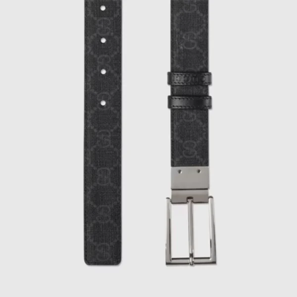 Gucci Designer Reversible Belt featuring smooth leather on both sides with iconic rectangular buckle for modern elegance