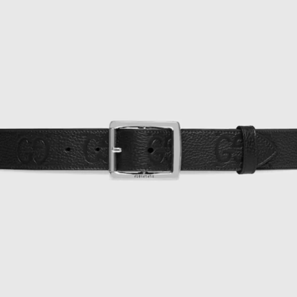 Gucci Rubber-effect Jumbo GG Leather Belt with bold double G buckle – modern luxury designer accessory