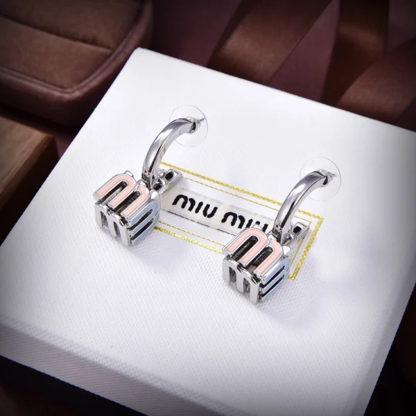 Fashion earrings in the style of Miu Miu, model MM-ER15, featuring minimalist design