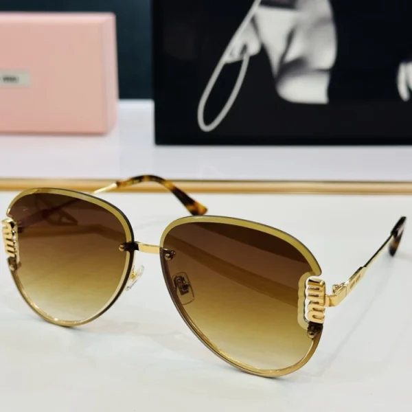 Miu Miu sunglasses placed on a clean white surface, showcasing premium acetate frame
