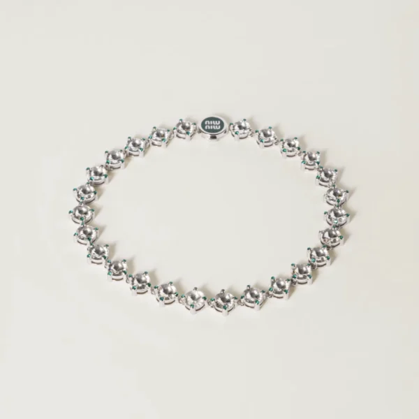 Miu Miu crystal necklace in billiard green with elegant sparkling details
