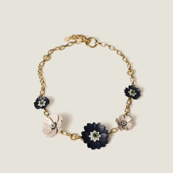 Miu Miu metal and pearl necklace featuring elegant design and signature details