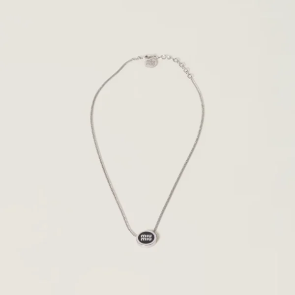 Miu Miu metal necklace featuring sleek polished finish and minimalist design