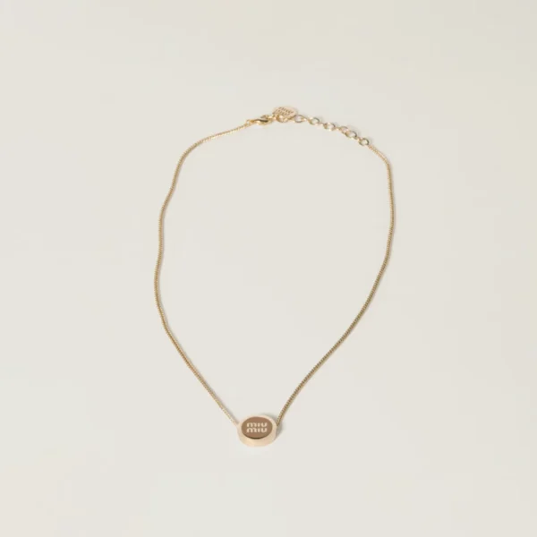 Miu Miu metal necklace in caramel tone with sleek and modern design