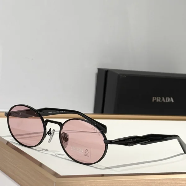 Close-up of Prada Eyewear Collection sunglasses with glossy finish and clean modern lines