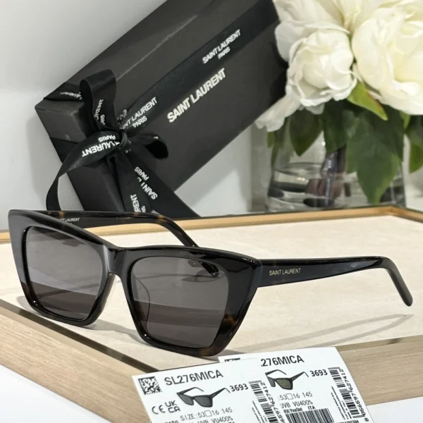 Saint Laurent SL 276 Mica sunglasses featuring sleek square frame in glossy black with gradient lenses