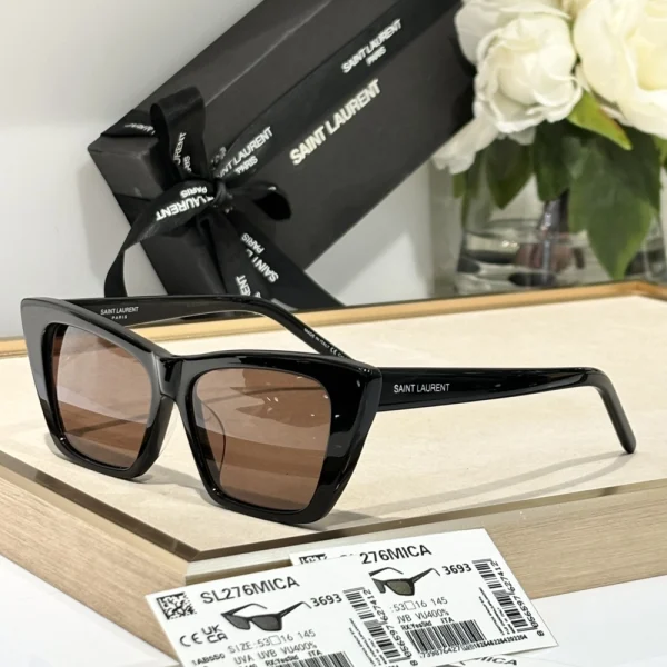 Front view of Saint Laurent SL 276 Mica sunglasses with oversized square lenses, exuding modern Parisian chic
