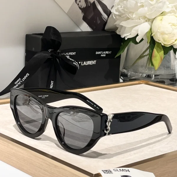 Front-facing Saint Laurent SL M94 sunglasses showcasing oversized square silhouette and polished finish