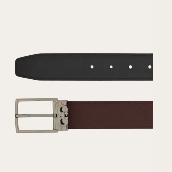 Stylish Ferragamo Gancini Belt with reversible design and adjustable sizing for timeless Italian sophistication