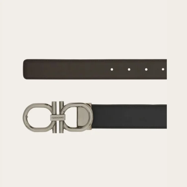 Elegant Ferragamo Gancini Belt with reversible design and adjustable fit for versatile luxury styling