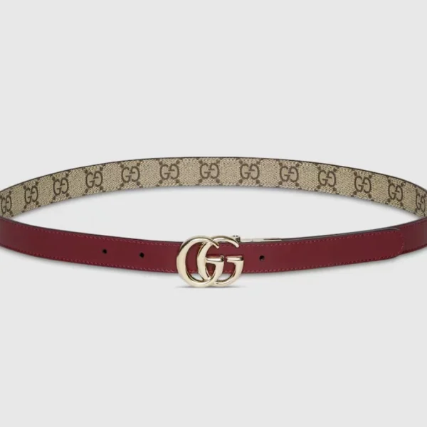 Gucci GG Marmont Thin Belt with reversible leather strap and iconic double G hardware for everyday elegance