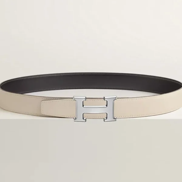 Elegant Hermès H Reversible Leather Belt 32mm offering timeless French style and versatile design