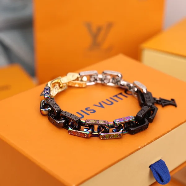 Louis Vuitton Monogram Chain Bracelet with signature LV links in polished metal