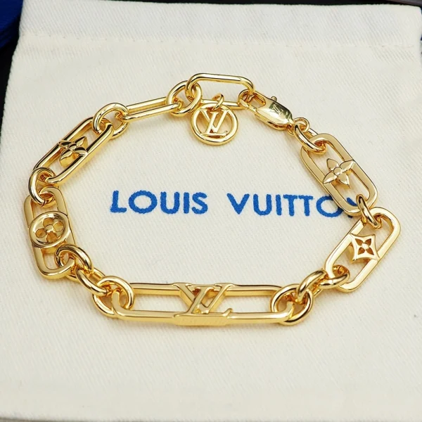 Louis Vuitton My LV Chain Bracelet featuring signature LV links with a polished metal finish