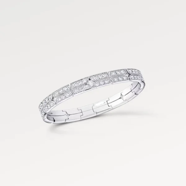 Louis Vuitton Tumbler Bracelet in white gold adorned with diamonds and LV signature detailing