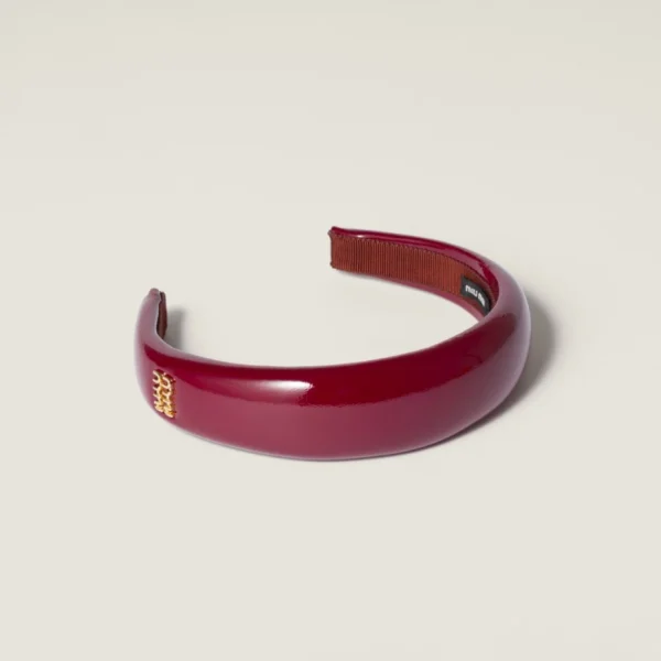 Miu Miu patent leather headband with glossy finish and minimalist design