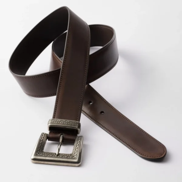 Elegant Prada Antiqued Leather Belt Ebony offering timeless sophistication and durable craftsmanship