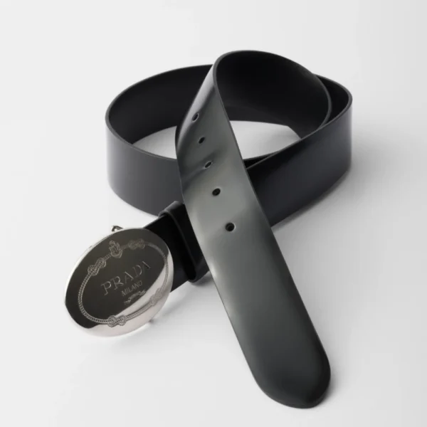 Stylish Prada Brushed Leather Belt Black offering timeless design and durable quality