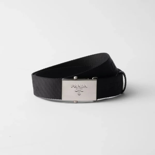 Prada Cotton Tape Belt Black crafted from durable cotton with classic Italian style