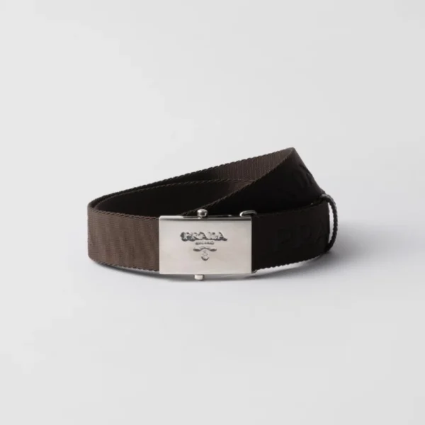 Prada Cotton Tape Belt Coffee featuring durable cotton material with classic Italian style