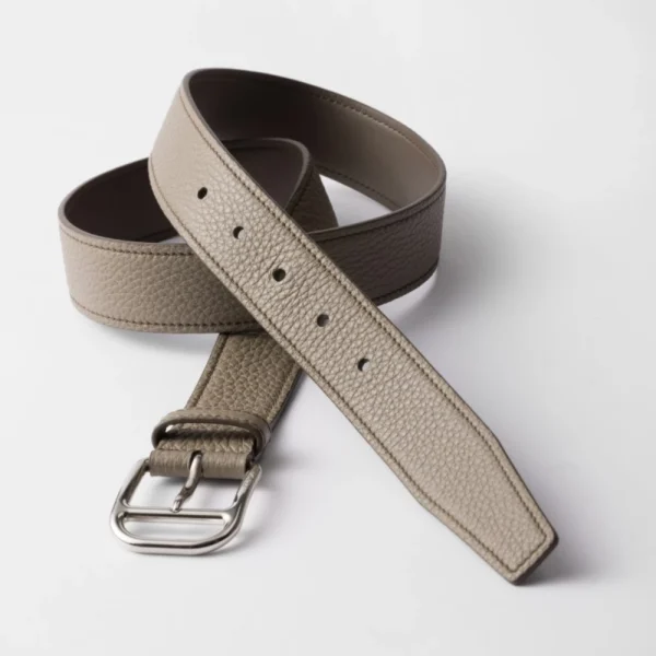 Elegant Prada Leather Belt Bamboo Gray offering timeless sophistication and durable quality