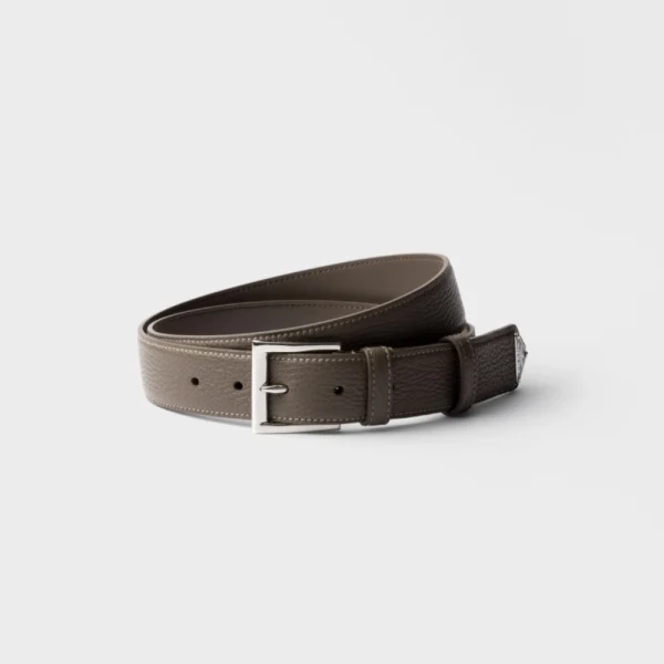 Prada Leather Belt Bamboo Gray showcasing refined Italian craftsmanship and sleek design