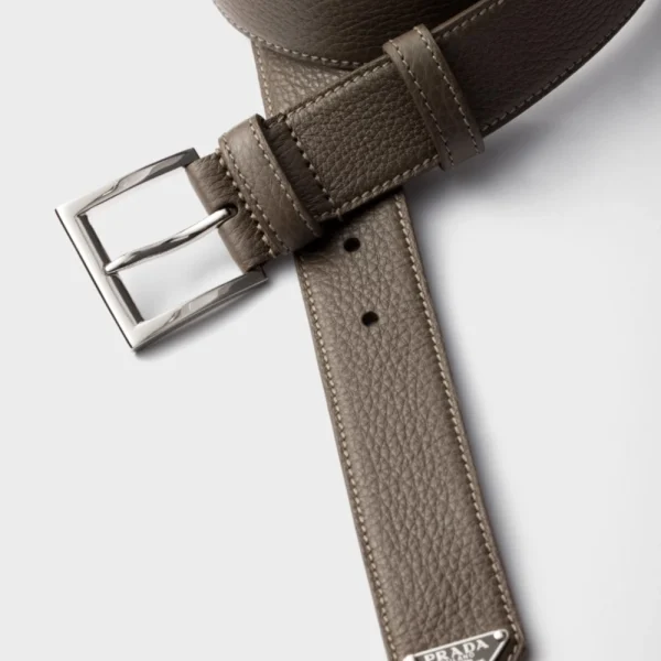 Luxury Prada Leather Belt Bamboo Gray offering modern sophistication and lasting quality