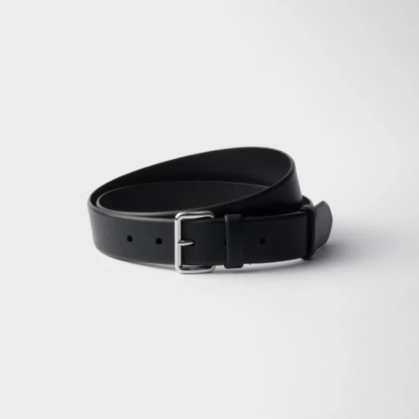 Prada Leather Belt Black showcasing classic Italian elegance with premium leather finish