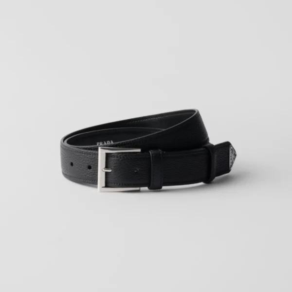 Prada Leather Belt Black featuring classic Italian craftsmanship and modern elegance