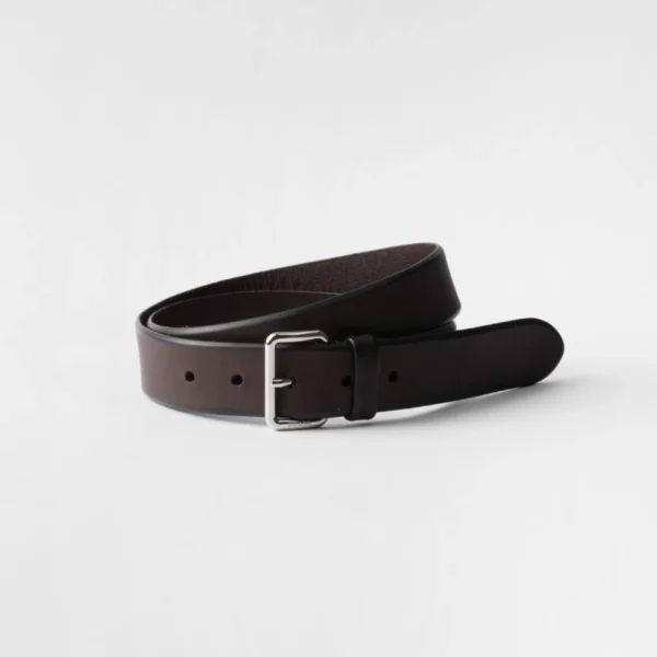 Prada Leather Belt Coffee crafted from smooth premium leather with refined Italian style